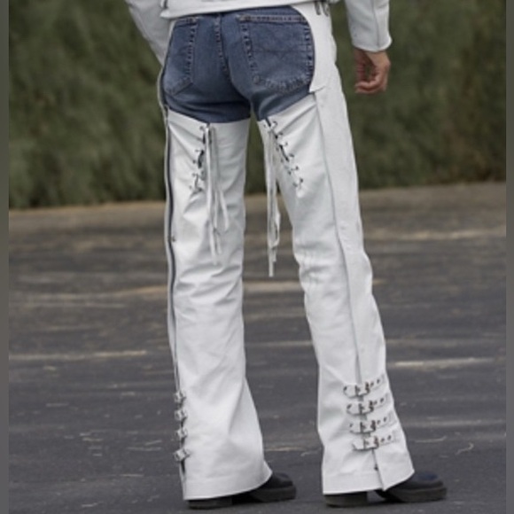 BOMBSHELL by ICON White Leather Chaps Size XL